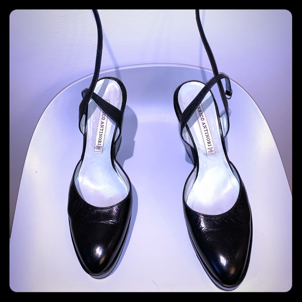 Enrico Antinori Black Wedge Size US 9 EUR 39 Italy